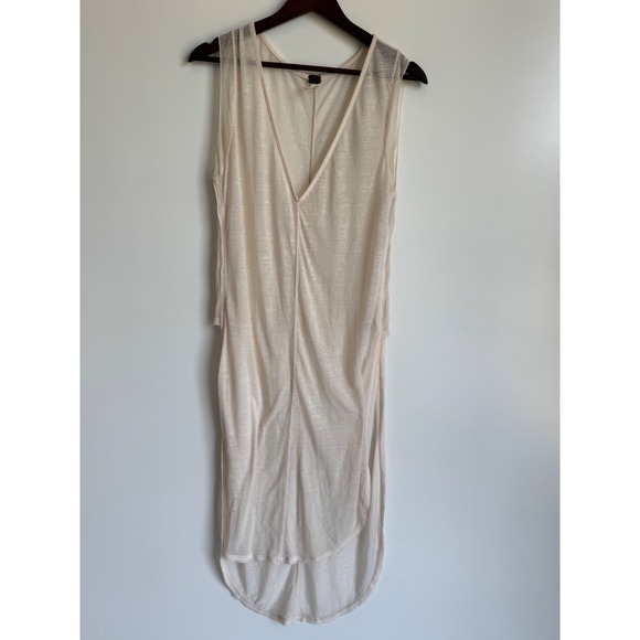 Free People Dresses & Skirts - We The Free Free People Sheer High Slit V-Neck Tunic Sleeveless Cream Small midi